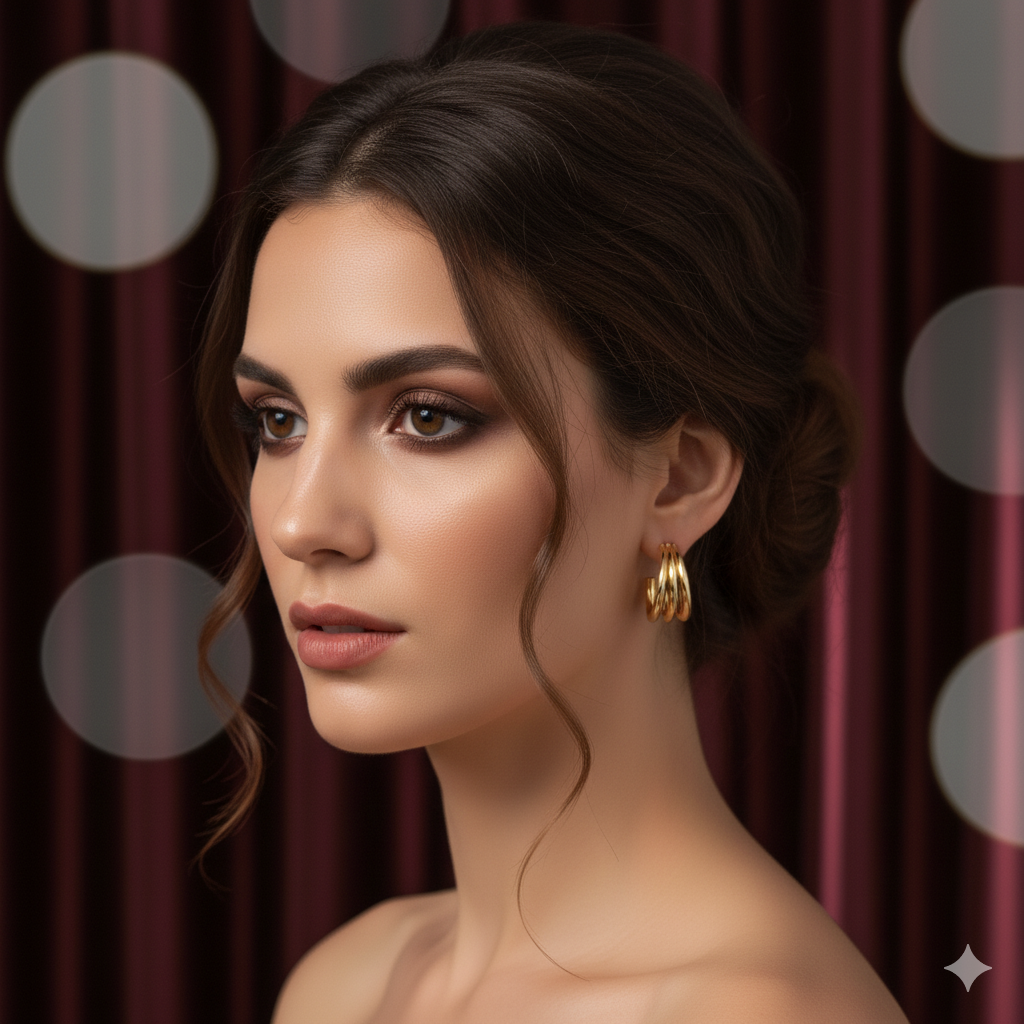 Drizzling Stars  Golden Aura Triple Hoop Earrings