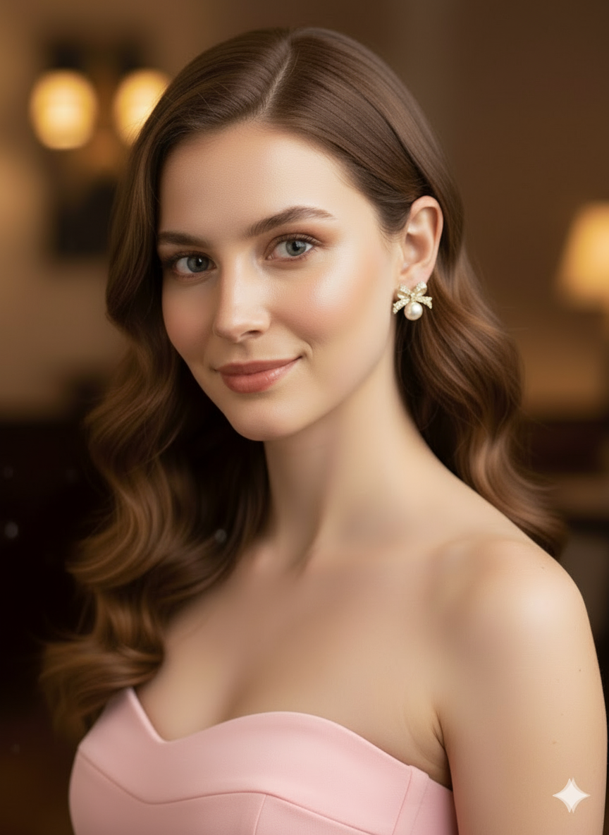 Drizzling Stars – Pearl Whisper Bow Studs