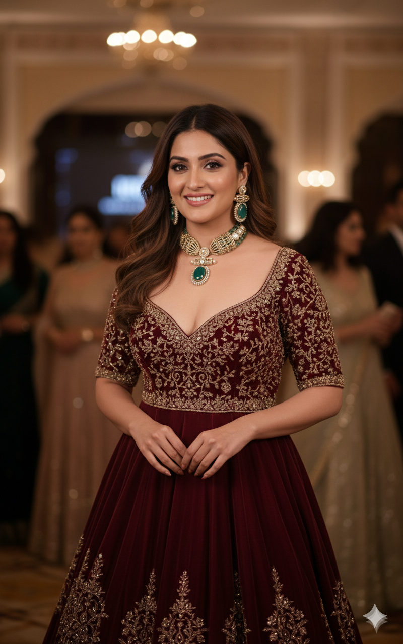 Regal Emerald Green & Polki Kundan Choker Necklace Set DSLC-03