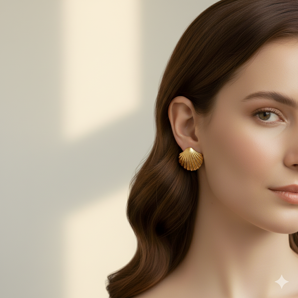 Drizzling Stars –Golden Tide Shell Studs