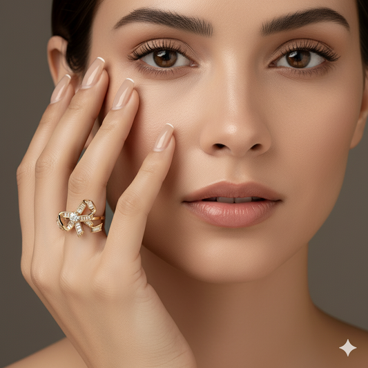 Drizzling Stars Golden Grace Bow Ring