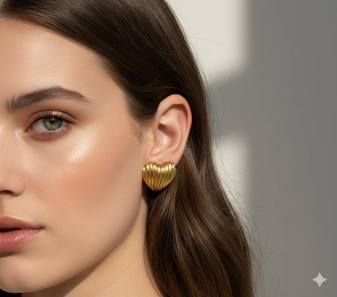 Drizzling Stars-Gilded Seashell Classic Studs