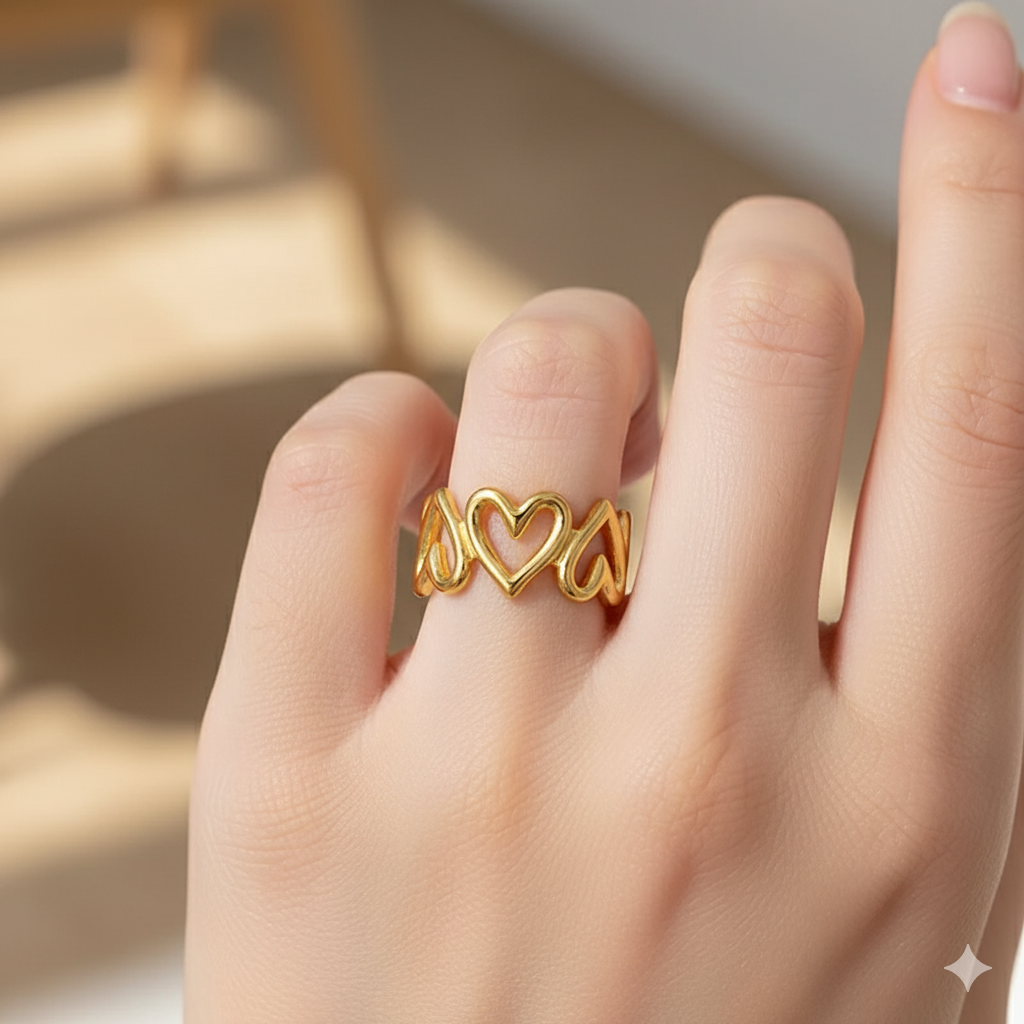 Drizzling Stars Golden Embrace Heart Band