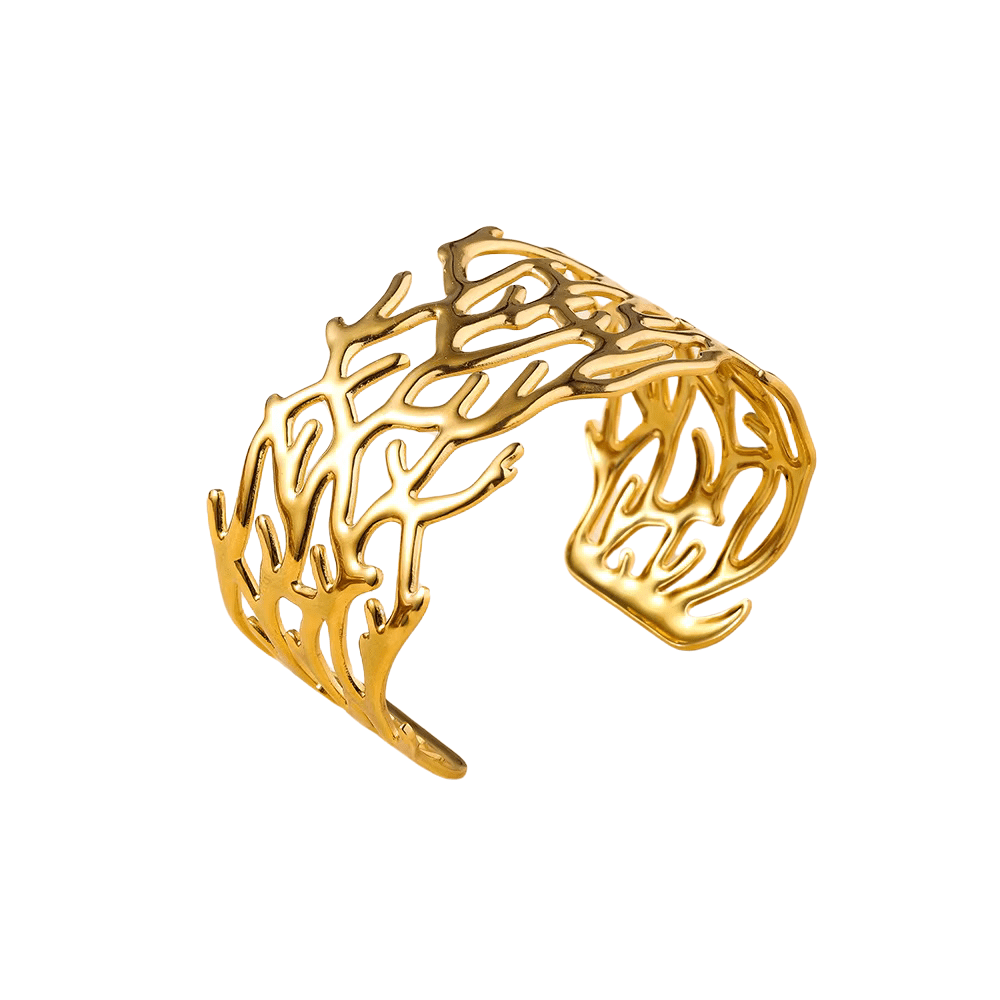 Drizzling Stars Golden Coral Whisper Cuff Bracelet
