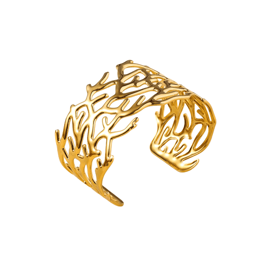 Drizzling Stars Golden Coral Whisper Cuff Bracelet