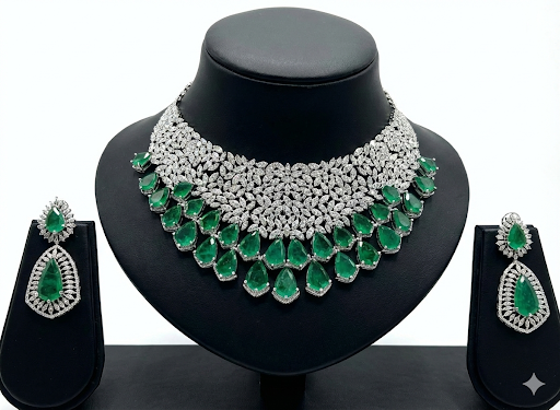 Emerald Royale CZ Statement Necklace Set - DSRJ01