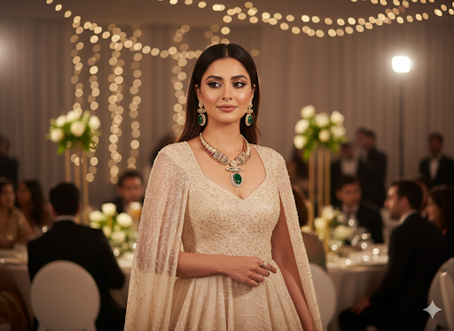 Regal Emerald Green & Polki Kundan Choker Necklace Set DSLC-03