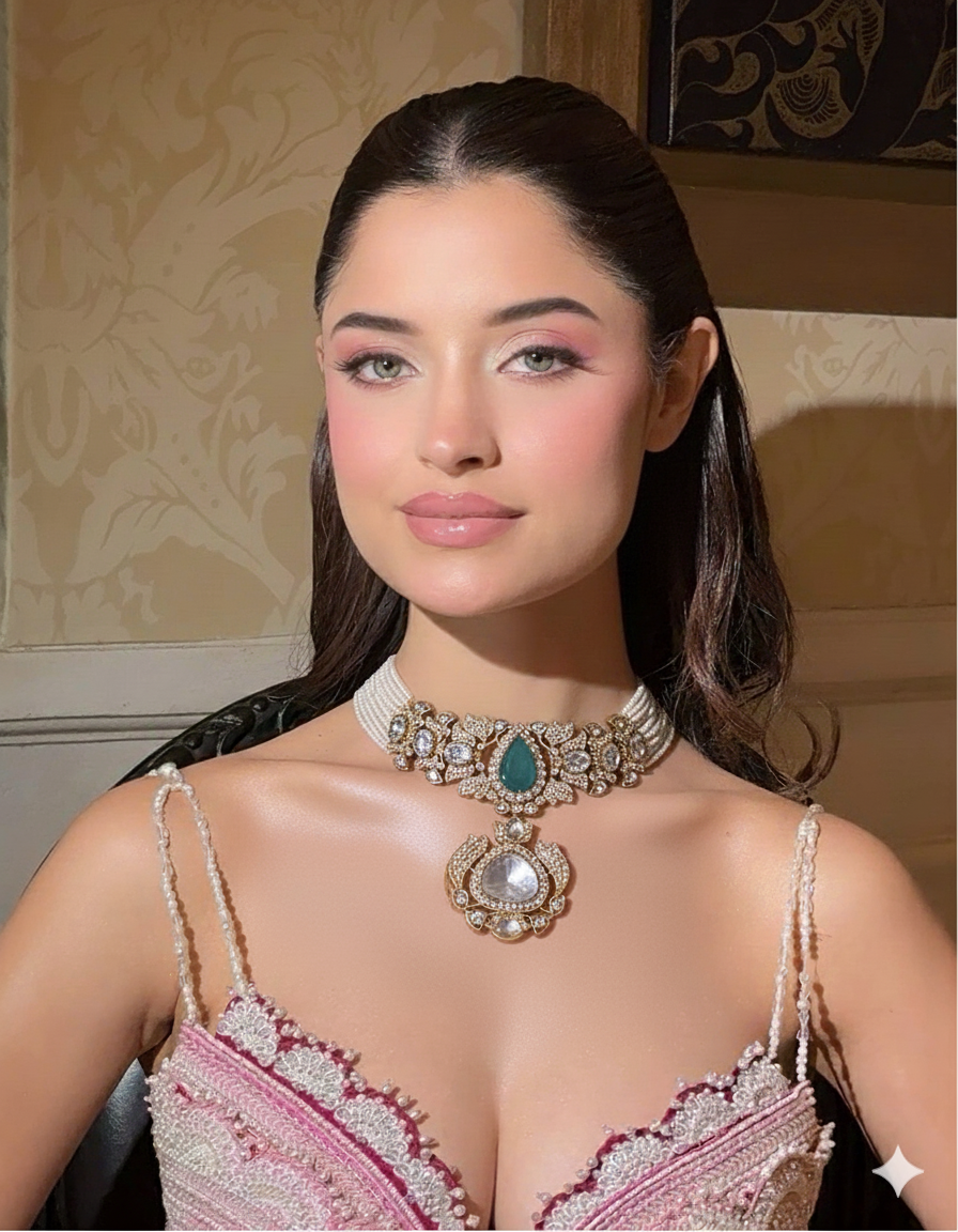 Royal Emerald Kundan Pearl Choker Set DSLC 07