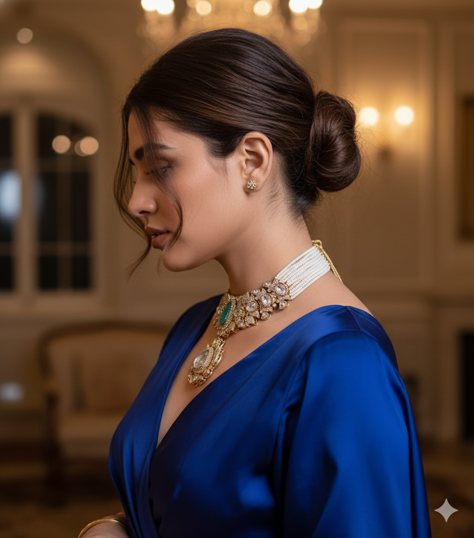 Royal Emerald Kundan Pearl Choker Set DSLC 07