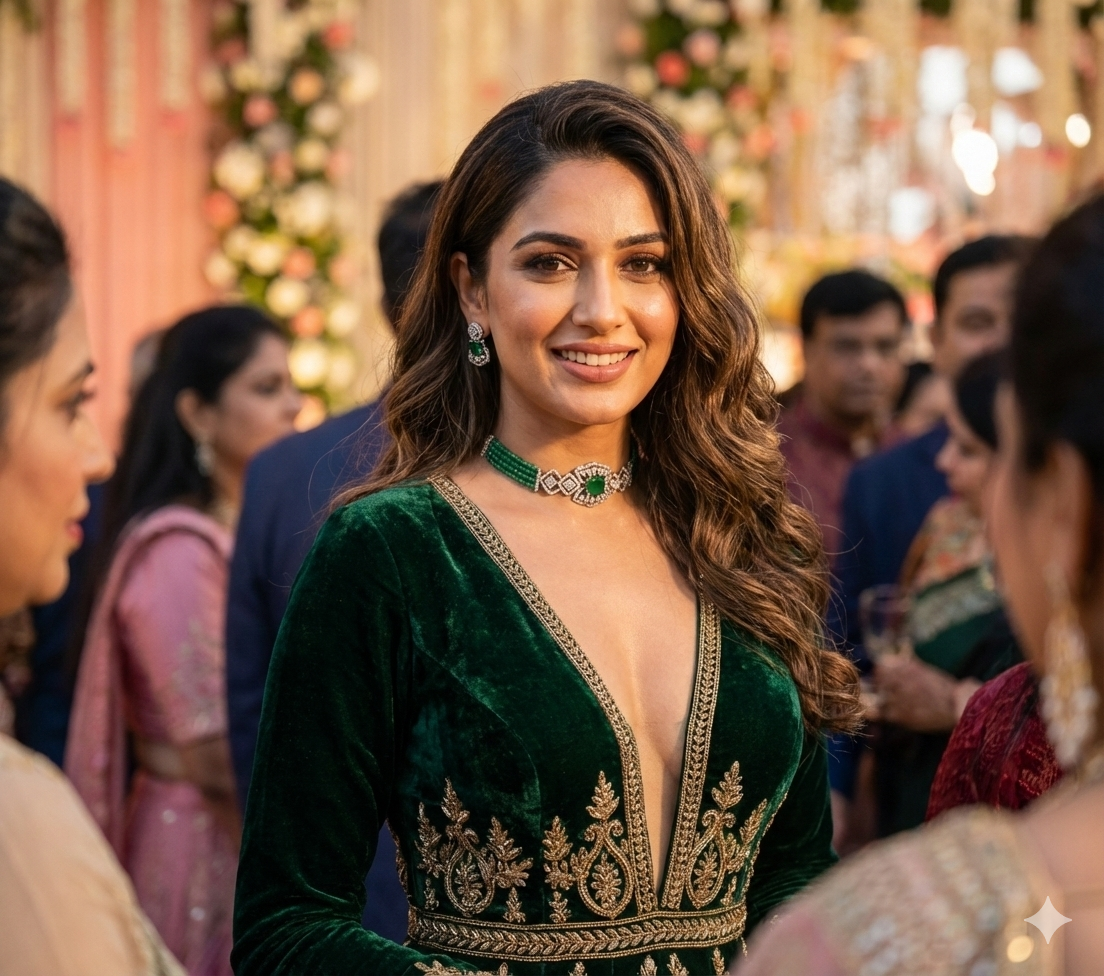 Emerald Luxe Beaded Choker Set with Diamond-Inspired Motif RJ