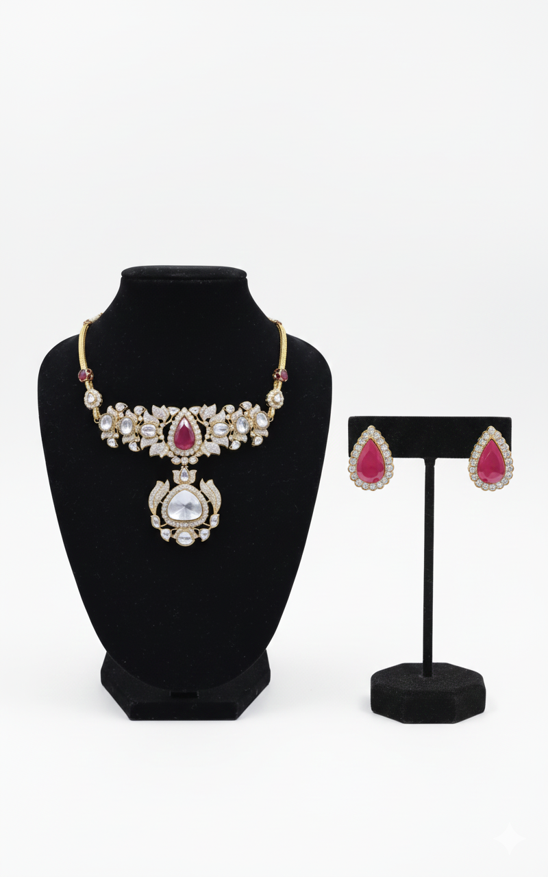 Velvet Ruby Glow Luxury Kundan Set DSLC-06