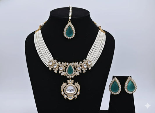 Royal Emerald Kundan Pearl Choker Set DSLC 07