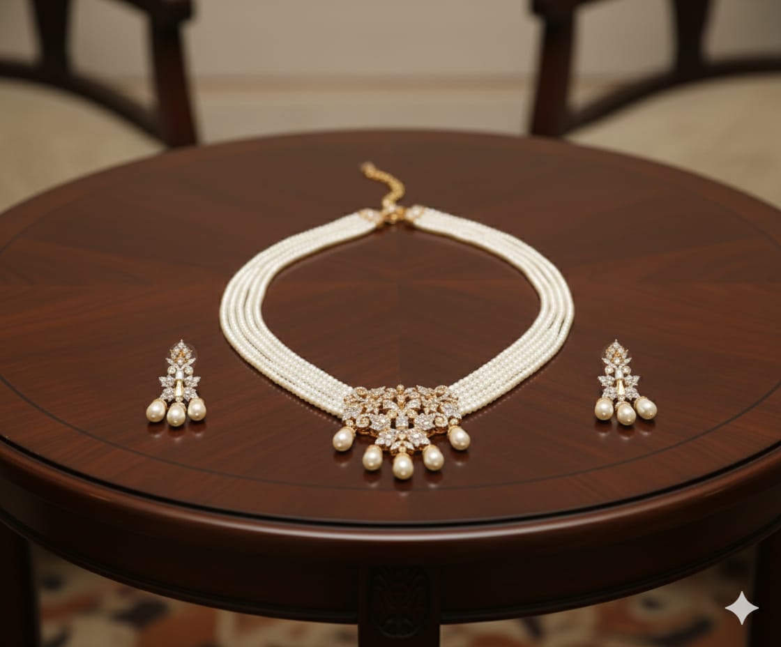 Ivory Pearl Blossom Choker Set
