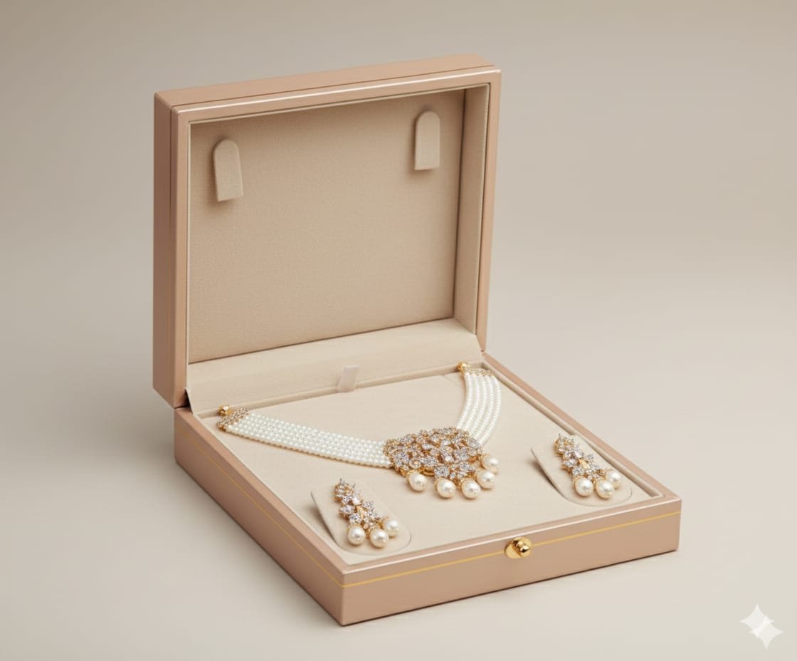 Ivory Pearl Blossom Choker Set