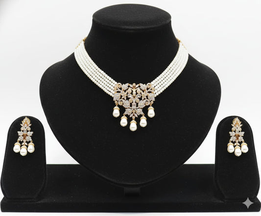 Ivory Pearl Blossom Choker Set