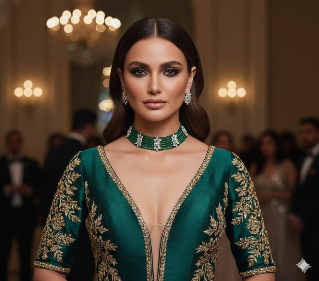 Emerald Royale Beaded Choker Set