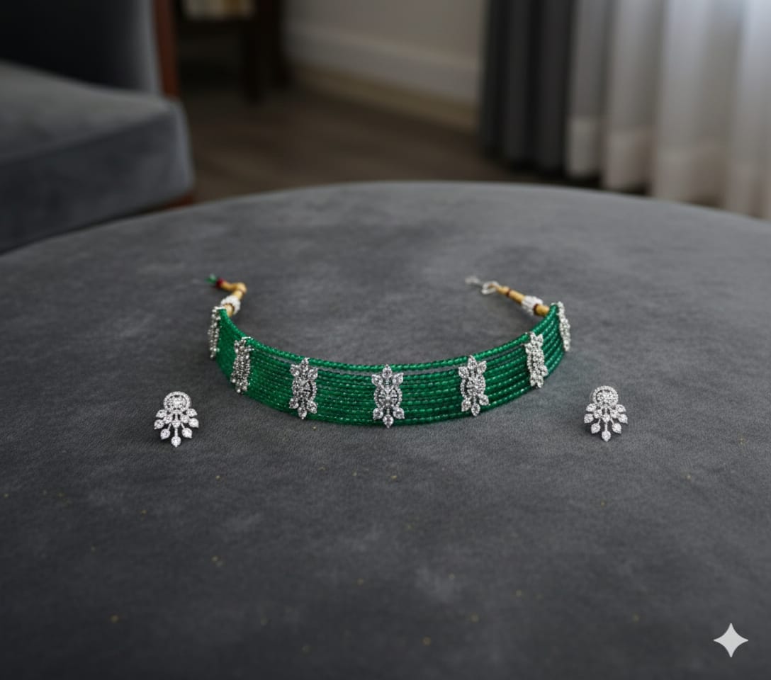 Emerald Royale Beaded Choker Set