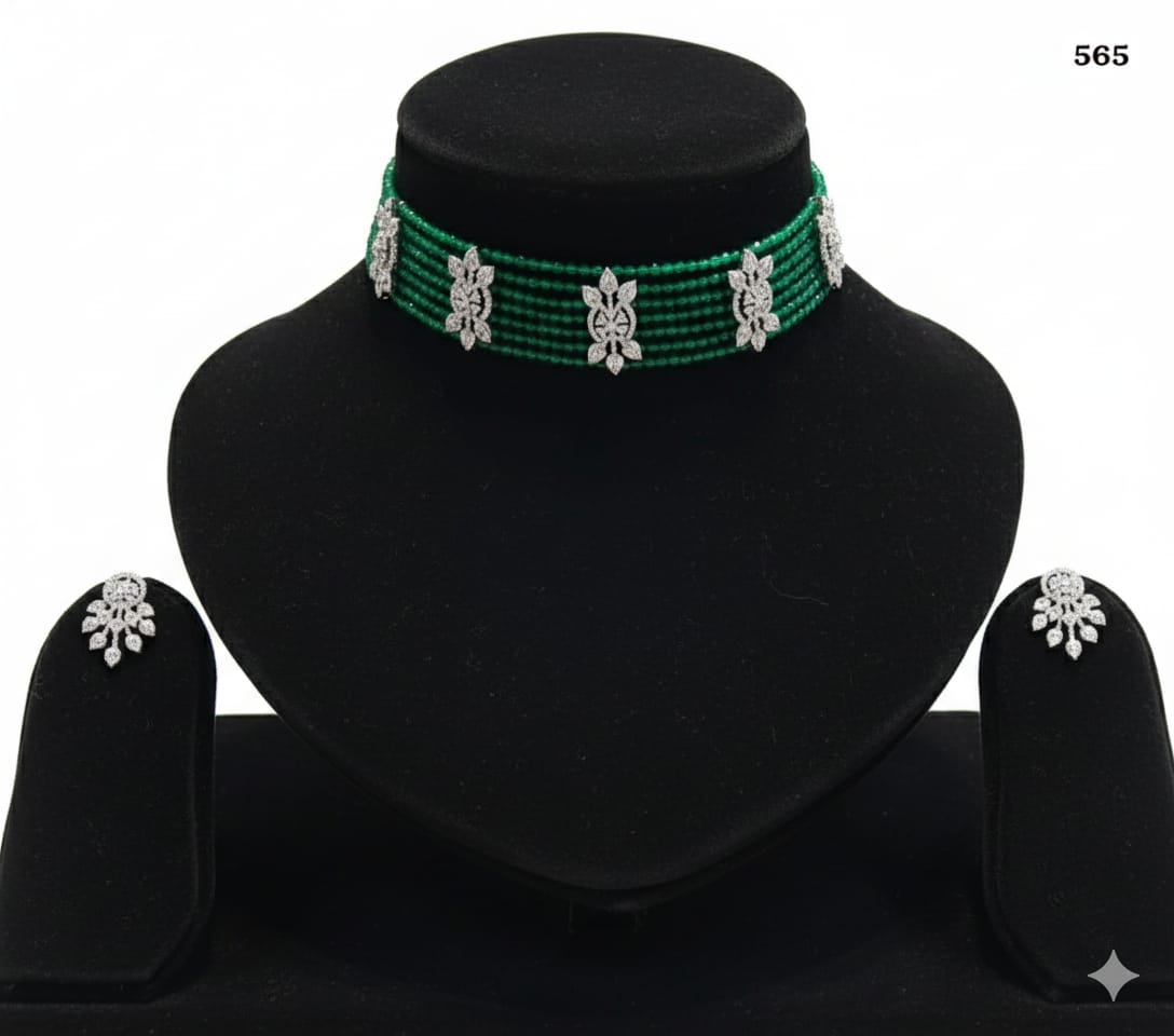 Emerald Royale Beaded Choker Set