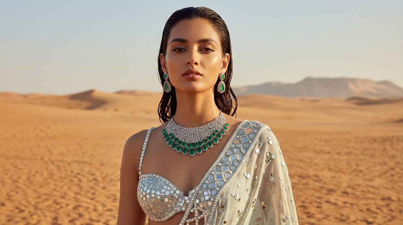 Emerald Royale CZ Statement Necklace Set - DSRJ01