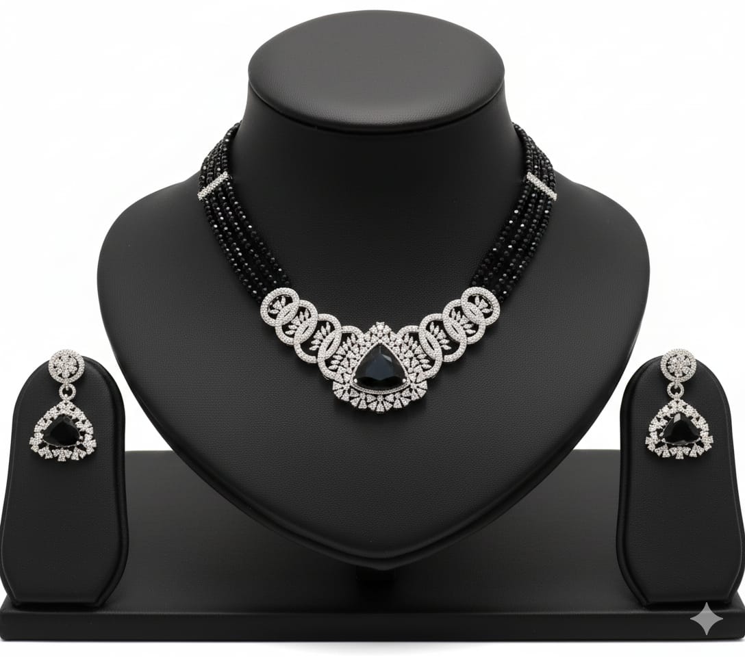 Sapphire Aura Premium Necklace & Earring Set RJ