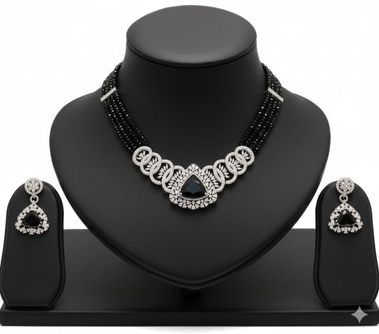 Sapphire Aura Premium Necklace & Earring Set RJ