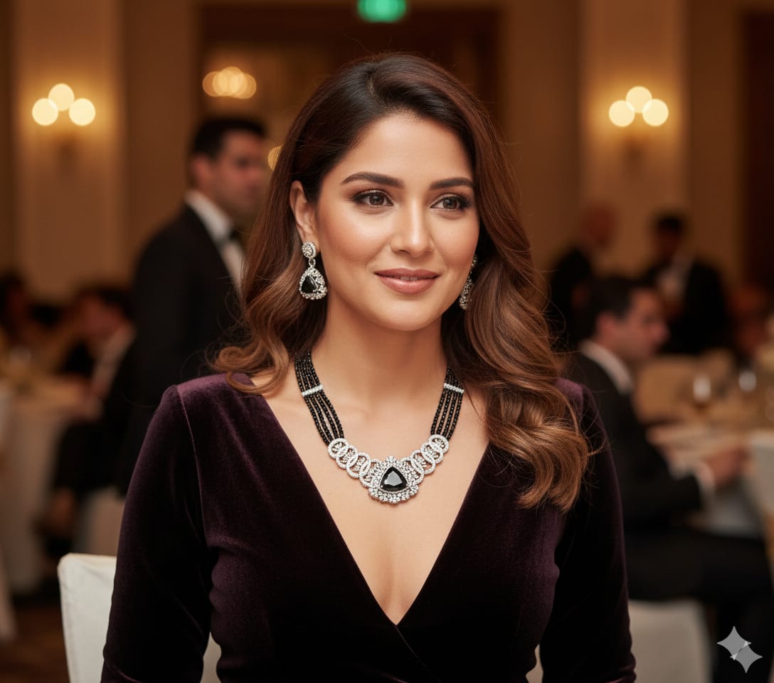 Sapphire Aura Premium Necklace & Earring Set RJ