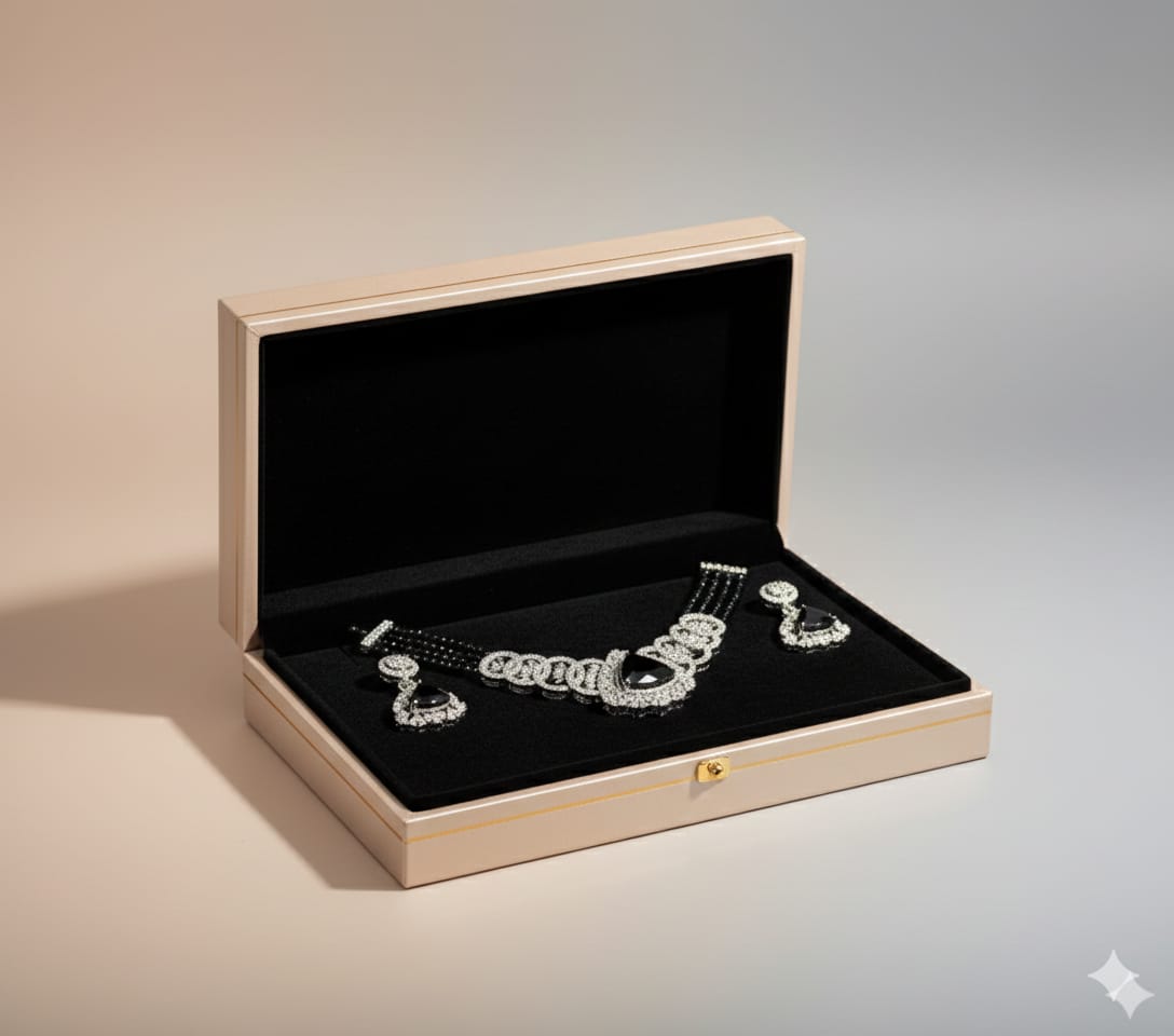 Sapphire Aura Premium Necklace & Earring Set RJ