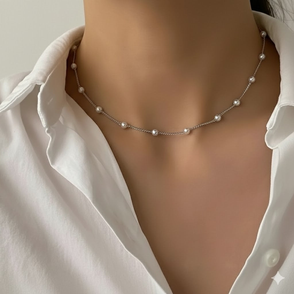 Drizzling Stars Starlit Whisper Delicate Bead Necklace