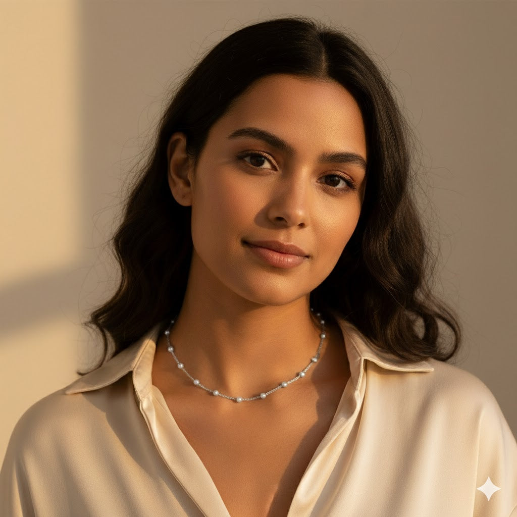 Drizzling Stars Starlit Whisper Delicate Bead Necklace