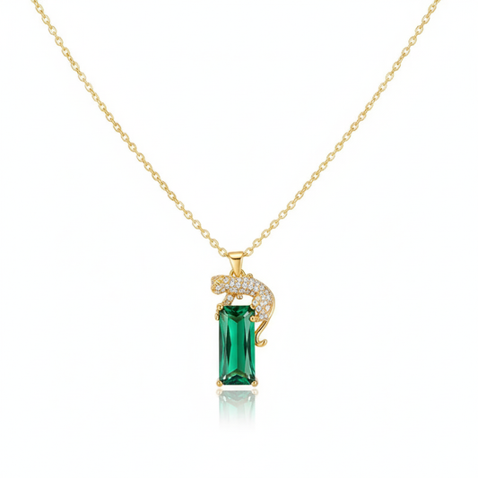 Drizzling Stars Emerald Panther Elegance Necklace